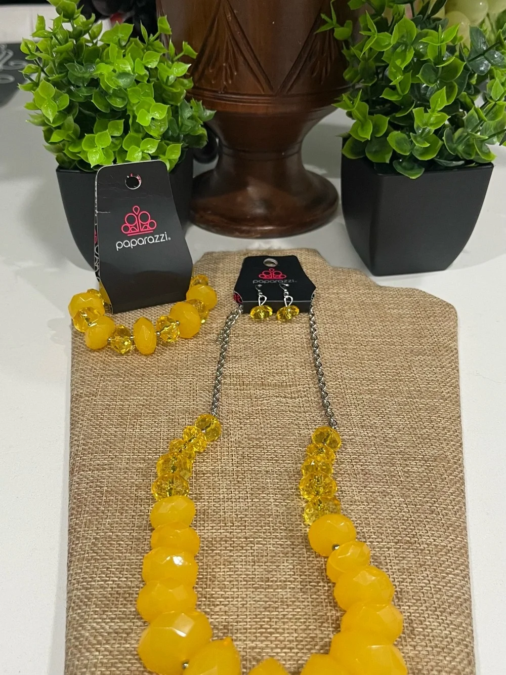 Paparazzi Sunny Lemon Beaded Necklace and Bracelet Set